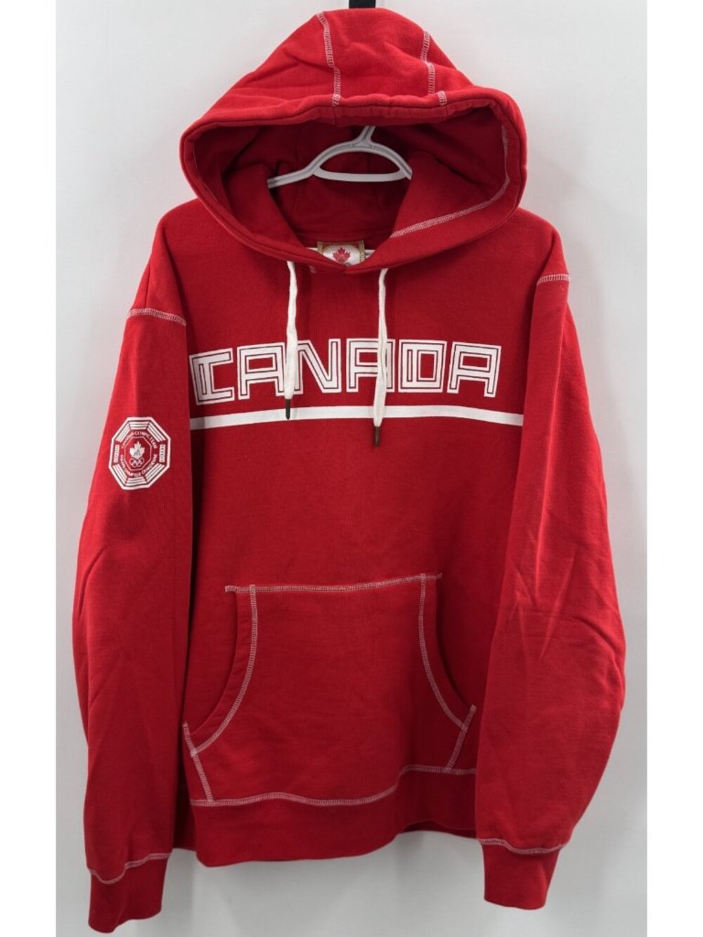 Vintage HBC Olympic Team Hudson Bay Canada Red Logo Hoodie Sweater Mens Sz L